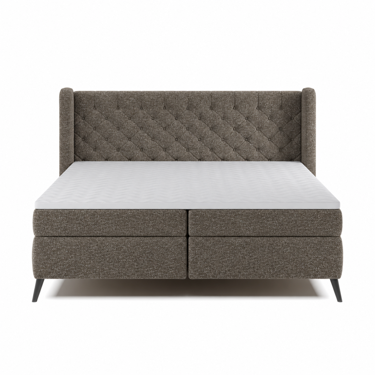 Bed Mount Gambier (Continental) — digital upholstery visualisation in AURORA 6 MINK fabric; original photos retained