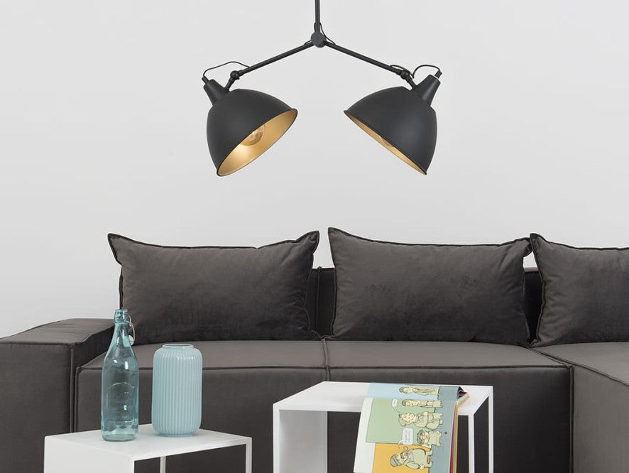 CustomForm Lámpara colgante COBEN TWO HEAD – Negro – detalle 1