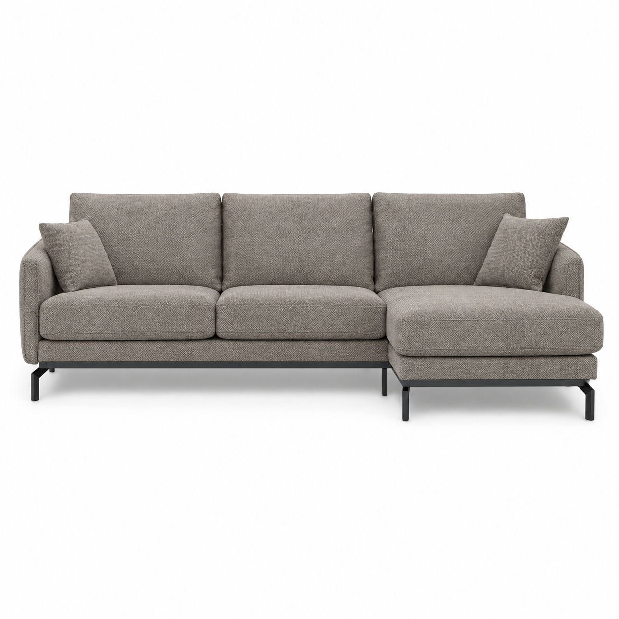 Moreno Sofa (Corner chaise longue) — digital front-view visualization in STORM 14 LATTE