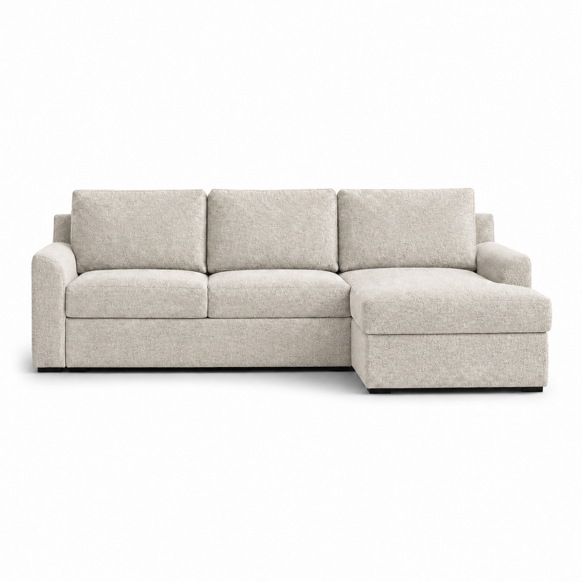 Sofa ELBA (Corner Chaiselongue) — digital upholstery visualisation in NOW OR NEVER 8 BEIGE fabric; original photos retained