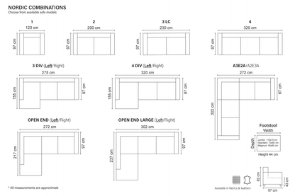 Bellus Nordic sofas — dimensions and details