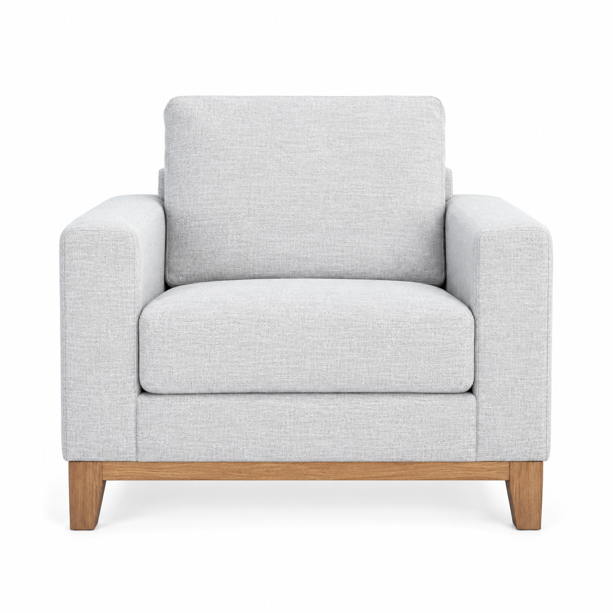 Focus Chair — digital front-view visualization; original upholstery retained