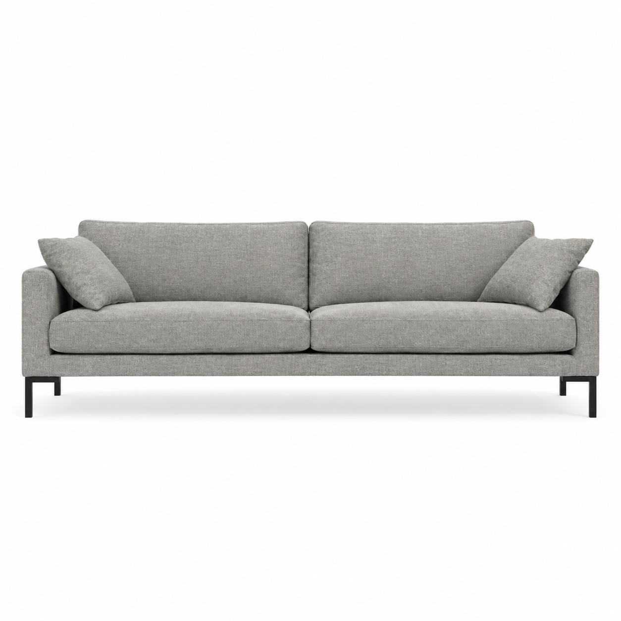 Sofa Domus (Three-seater) — digital upholstery visualisation in STORM 3/3 WARM GREY fabric; original photos retained