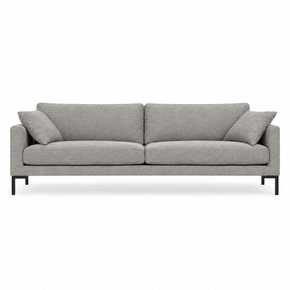 Sofa Domus (Three-seater) — digital upholstery visualisation in STORM 3/3 WARM GREY fabric; original photos retained
