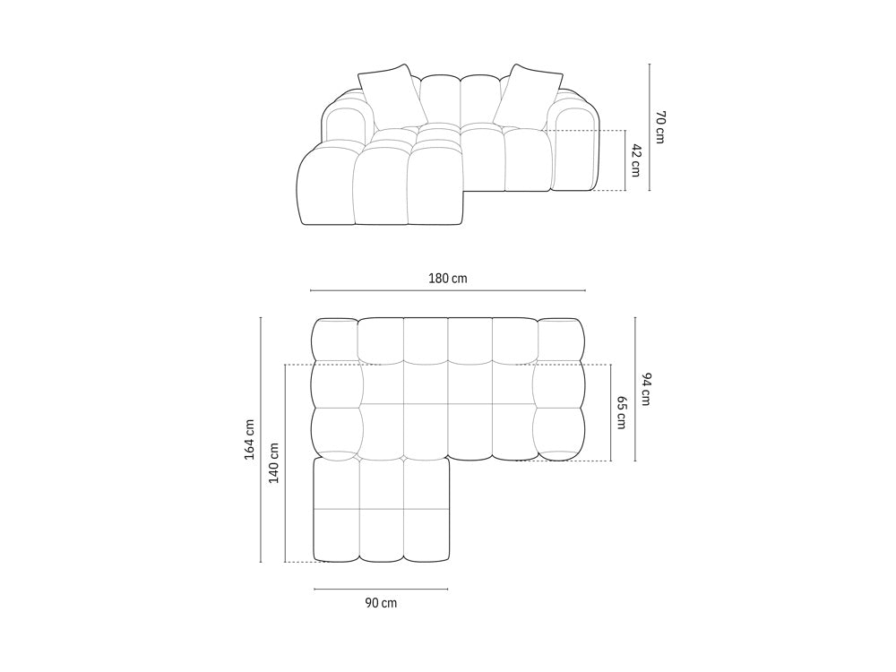 Sofa Puffie (Short corner, mini)(With pouf)