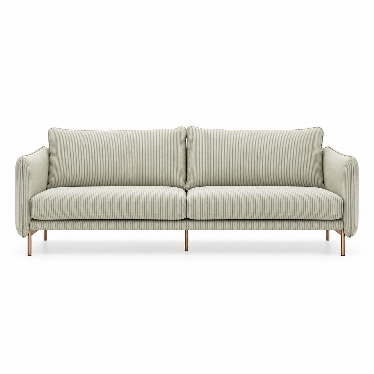 Sofa SHINY (Three-seater) — digital upholstery visualisation in Lisboa Ivory fabric; original photos retained