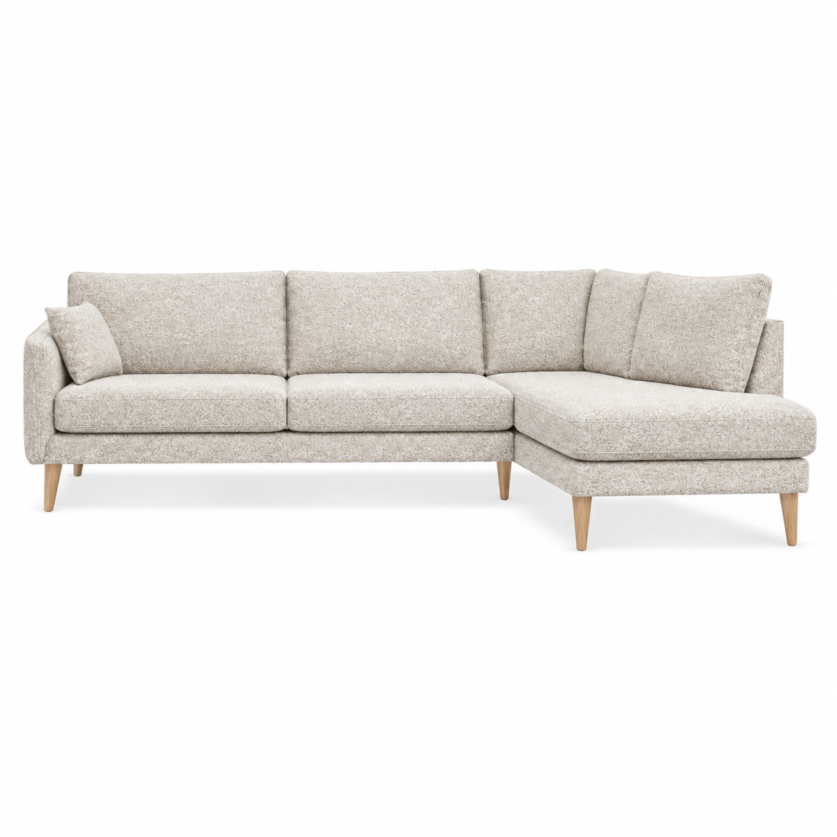 Sofa Moreno (Open Corner) — digital upholstery visualisation in NOW OR NEVER 8 BEIGE fabric; original photos retained