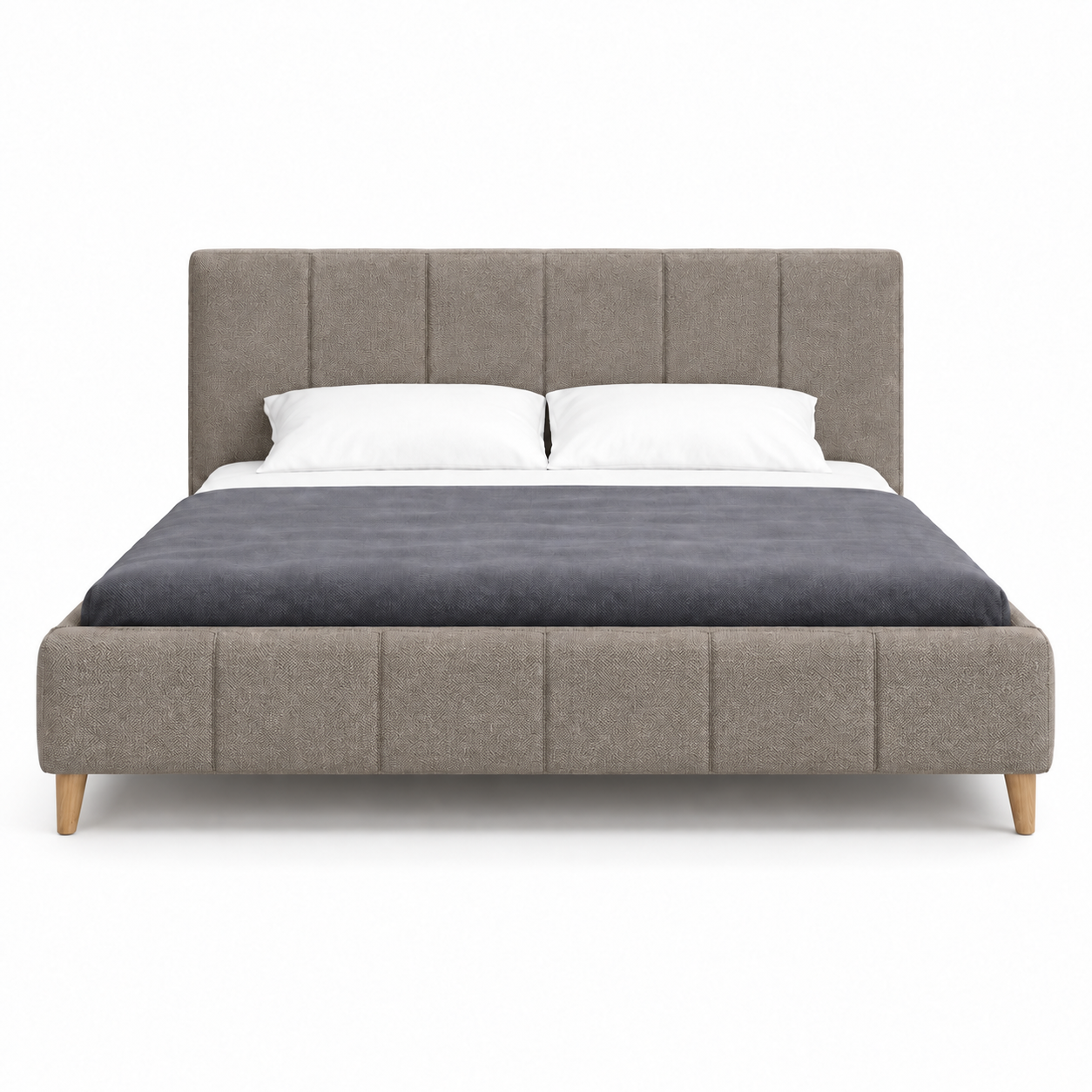 Bed ZEE (Double) — digital front-view visualization in STORM 14 LATTE