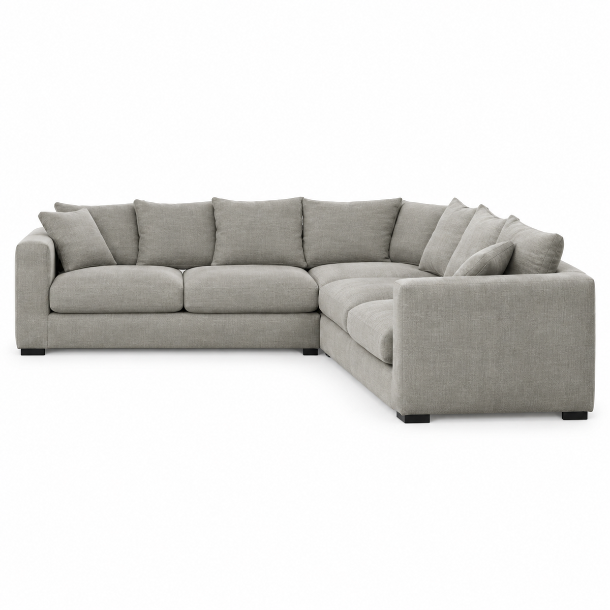 Comfy Sofa (Closed Corner) — front-view upholstery visualization in HARRY 5/1 LIGHT BROWN