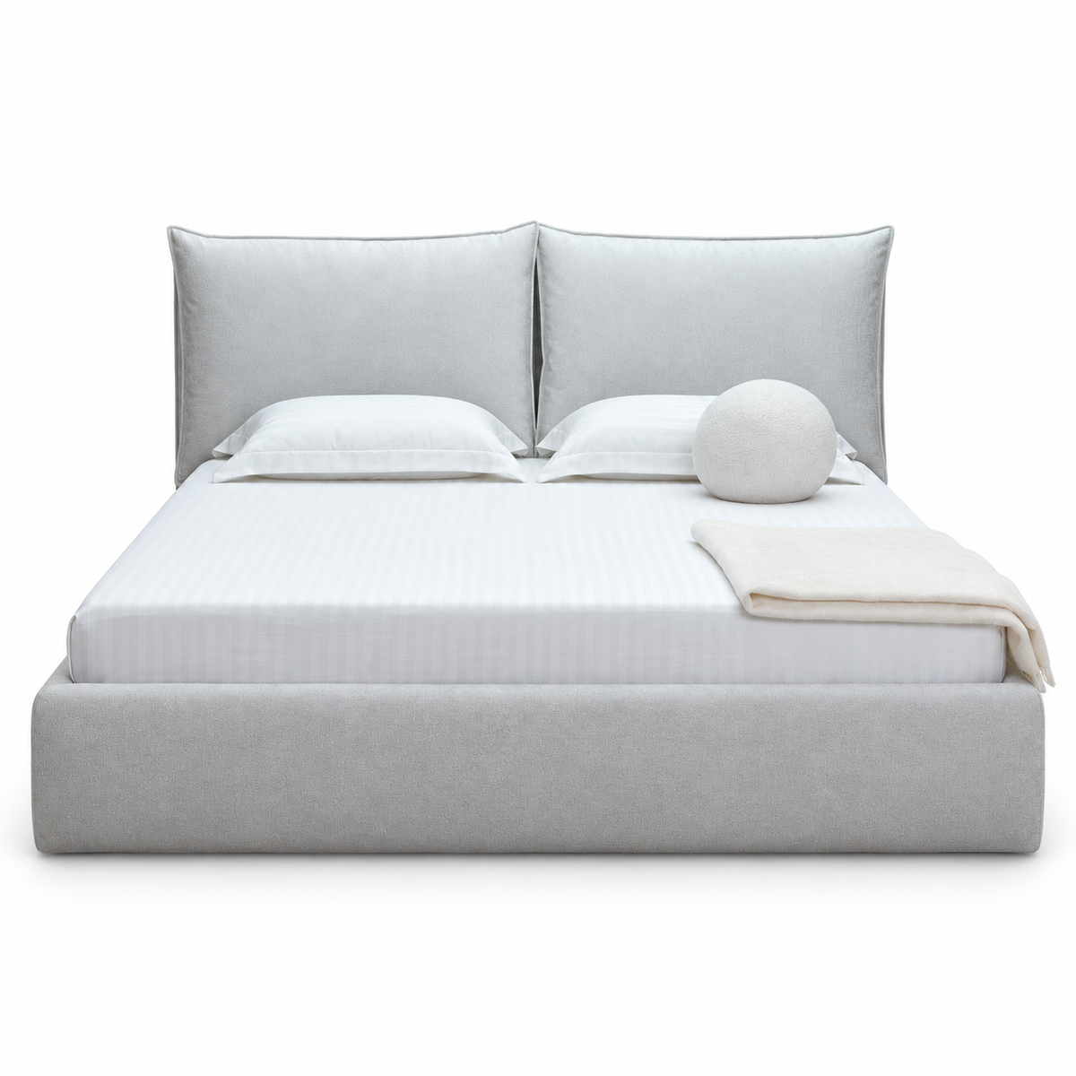 Cama Montalcino (Cama Matrimonial) — visualización digital de la vista frontal; tapizado original conservado.