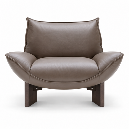 Senna lounge chair — digital front-view visualization; original upholstery retained