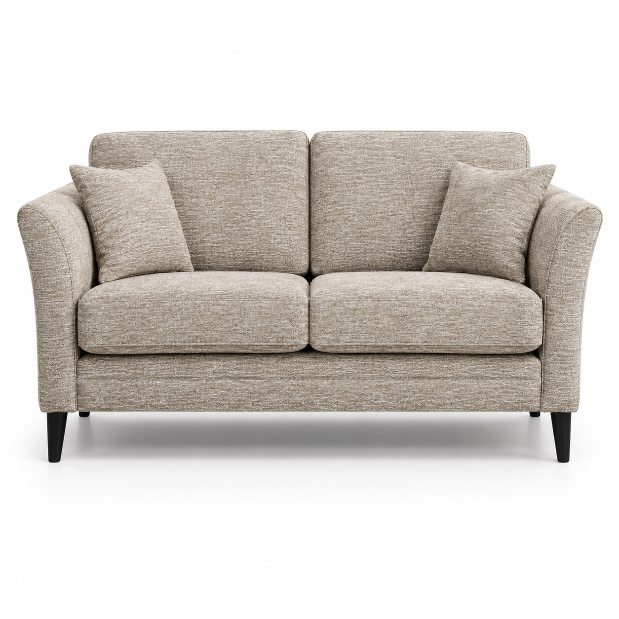 Sofa Eden (Two-Seater) — front-view upholstery visualization in TUCKER 8 BEIGE
