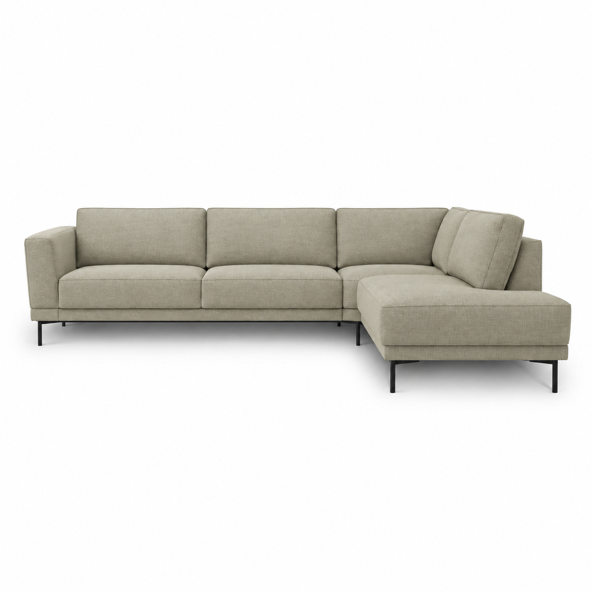 Sofa Haga (Open Corner) — front-view upholstery visualization in CONCEPT 14 LATTE