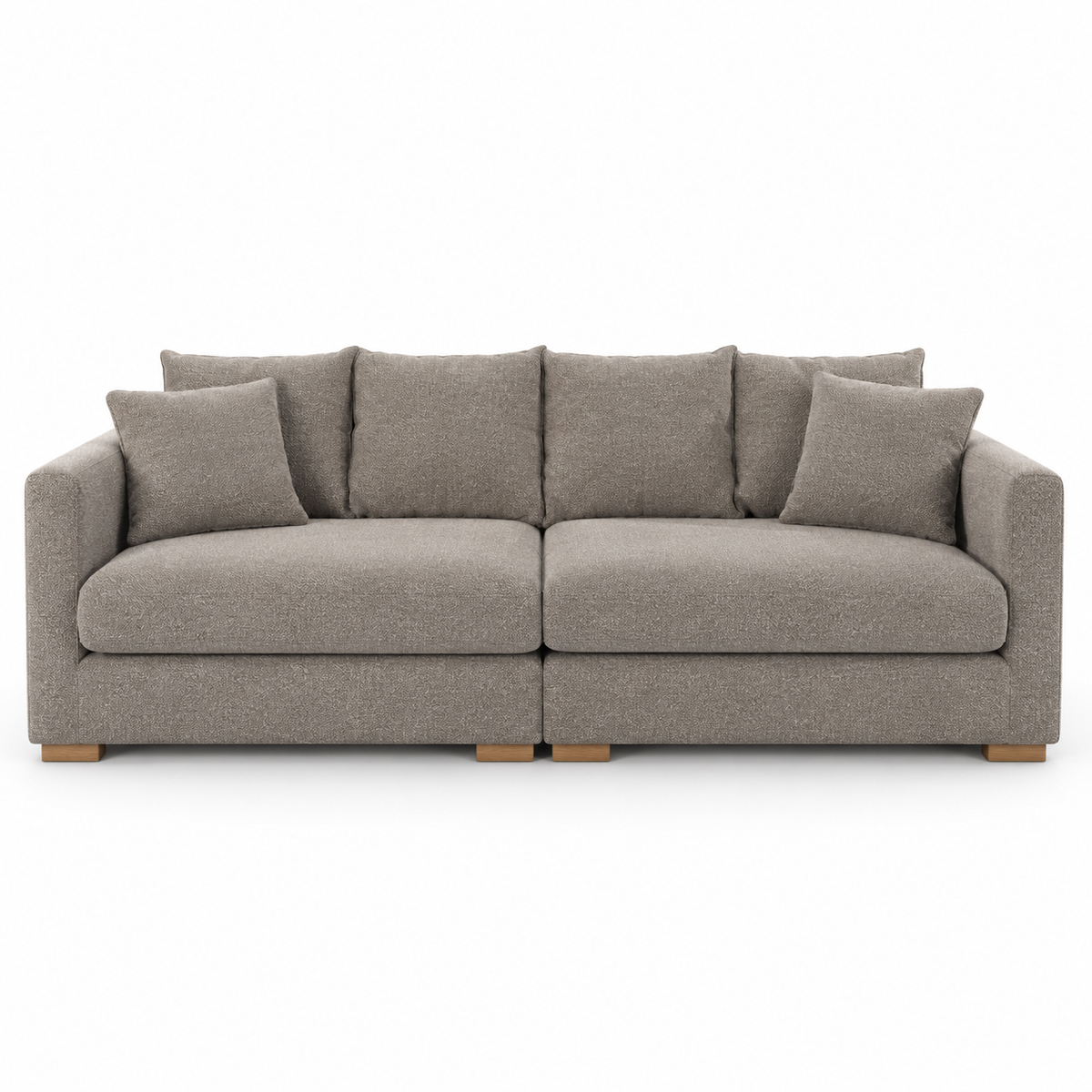 Sofa HAMBURG (2.5 seater) — digital front-view visualization in STORM 14 LATTE