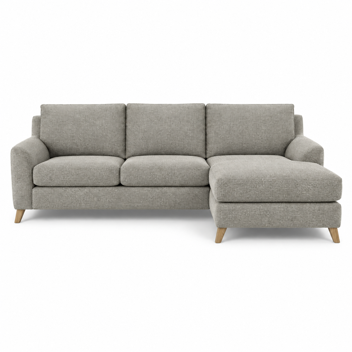 Sofa LEWIS (Corner Chaiselongue) — front-view upholstery visualization in HARRY 5/1 LIGHT BROWN