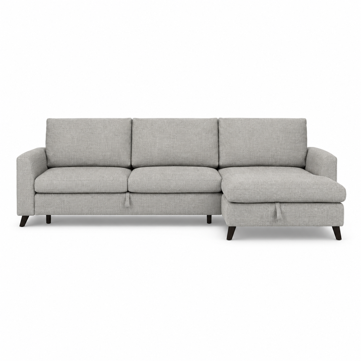 Mario Sleeping Sofa (Corner Chaiselongue) — front-view upholstery visualization in HARRY 8 BEIGE