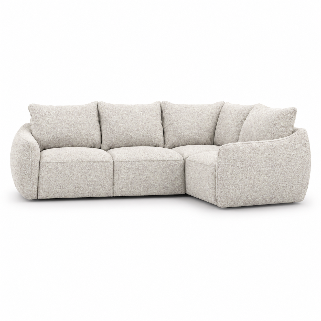 Sofa Scherman (Closed Corner, 2+1) — front-view upholstery visualization in NOW OR NEVER 8 BEIGE