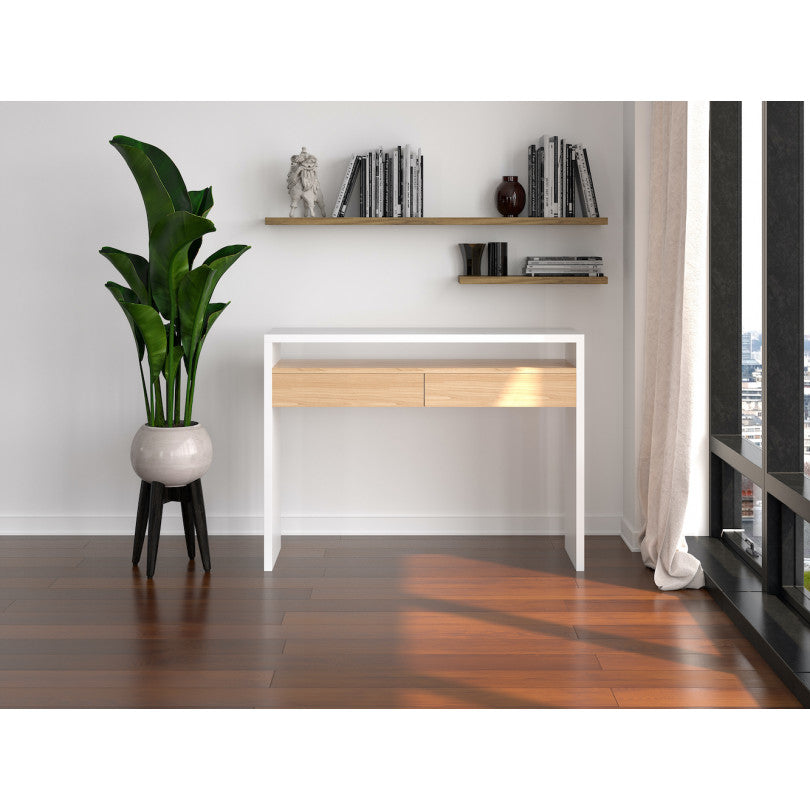 Console 10 Desk — White and Oak — detail 3